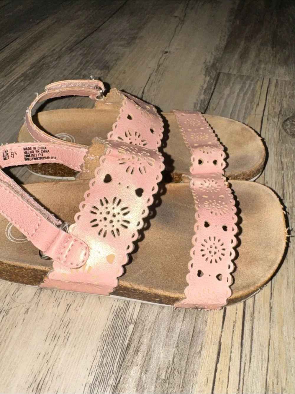 wonder nation Light Pink Floral Cutout Girls Sandals